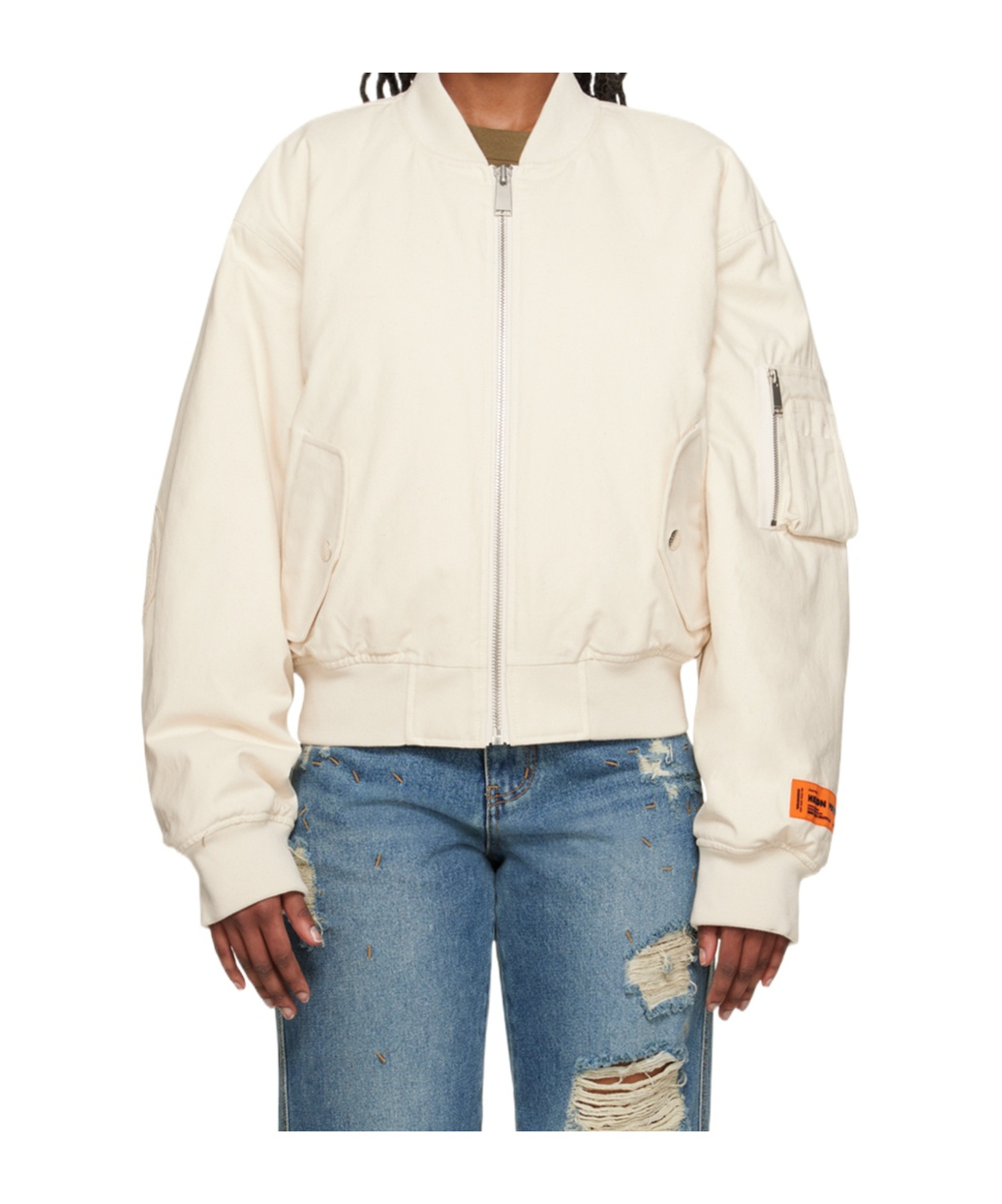 Heron Preston White Ex-ray 8 Ball Bomber Jacket In Neutral