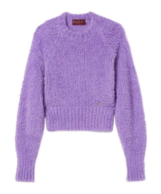 Gucci Brushed Wool Mohair Blend Sweater In Purple