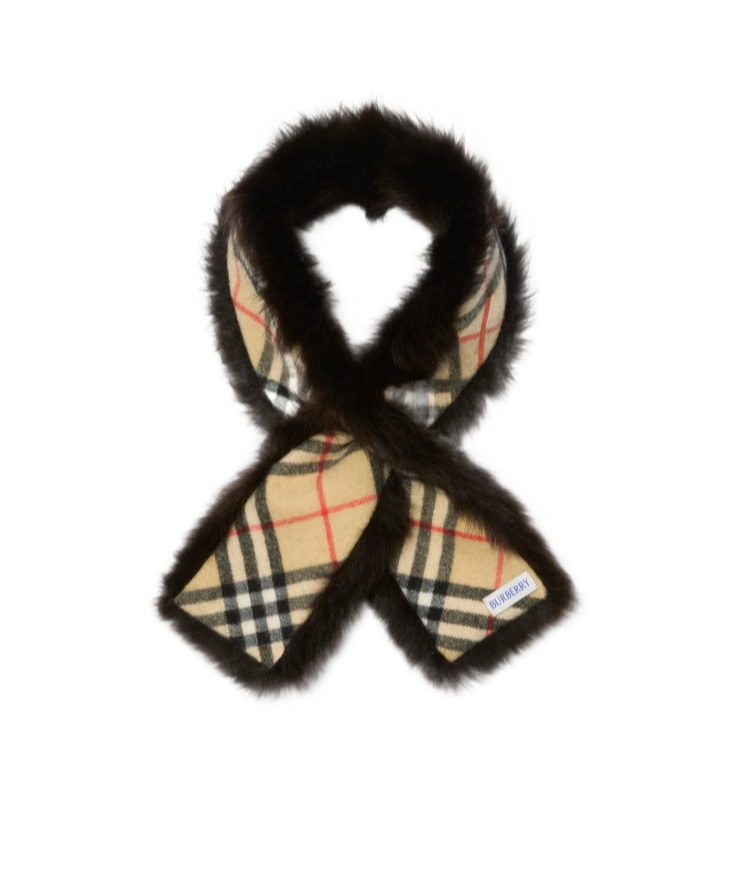 Burberry Reversible Shearling Scarf In Black