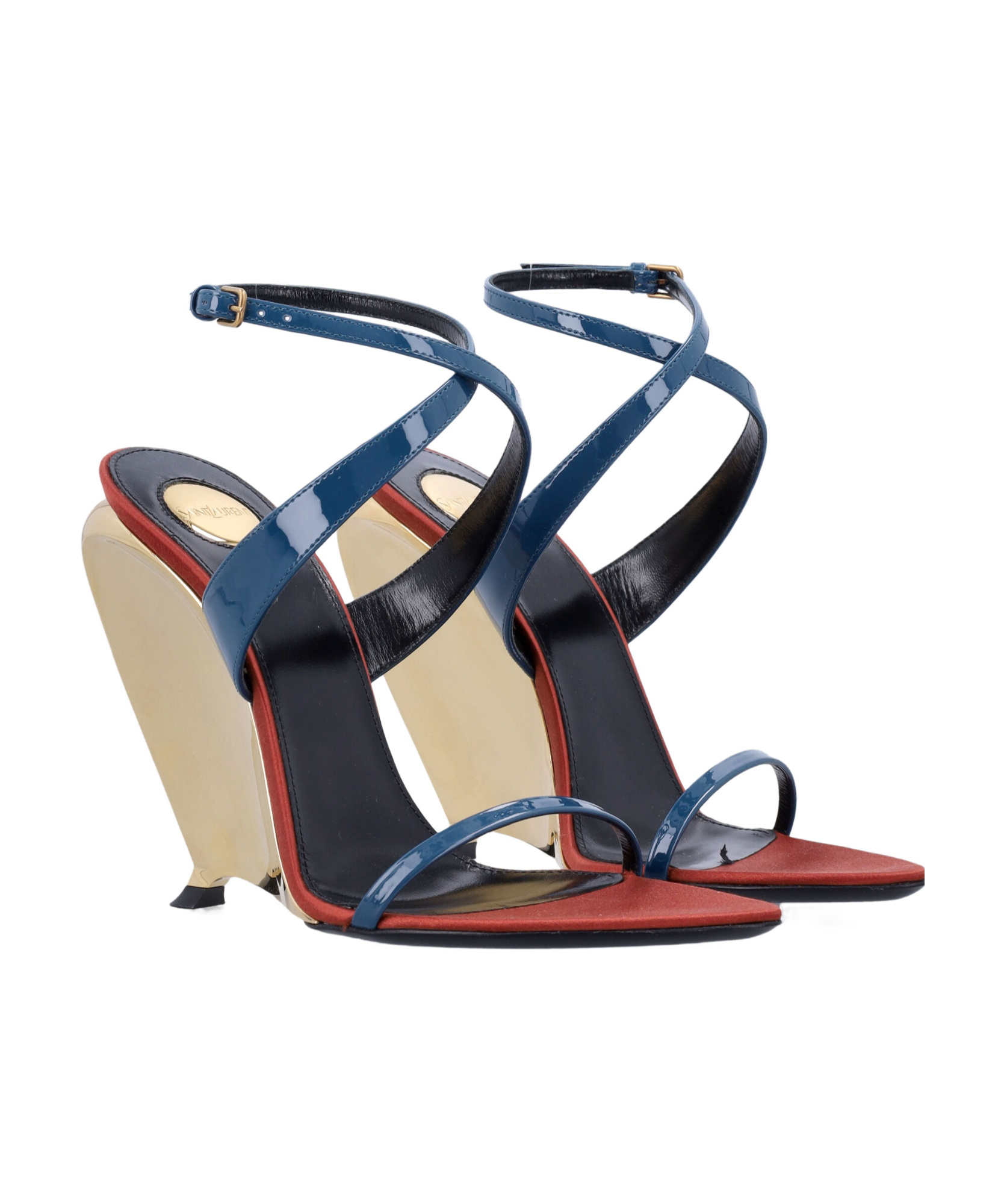 Saint Laurent Open Toe Wedge Sandals