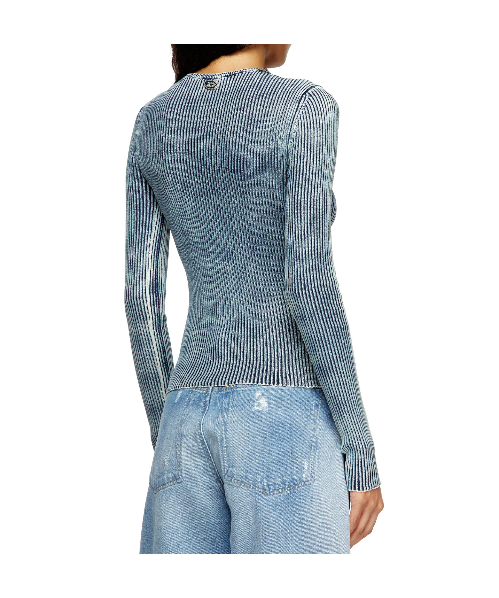 Diesel Denim-yarn Jumper With Shiny Effect In Blue