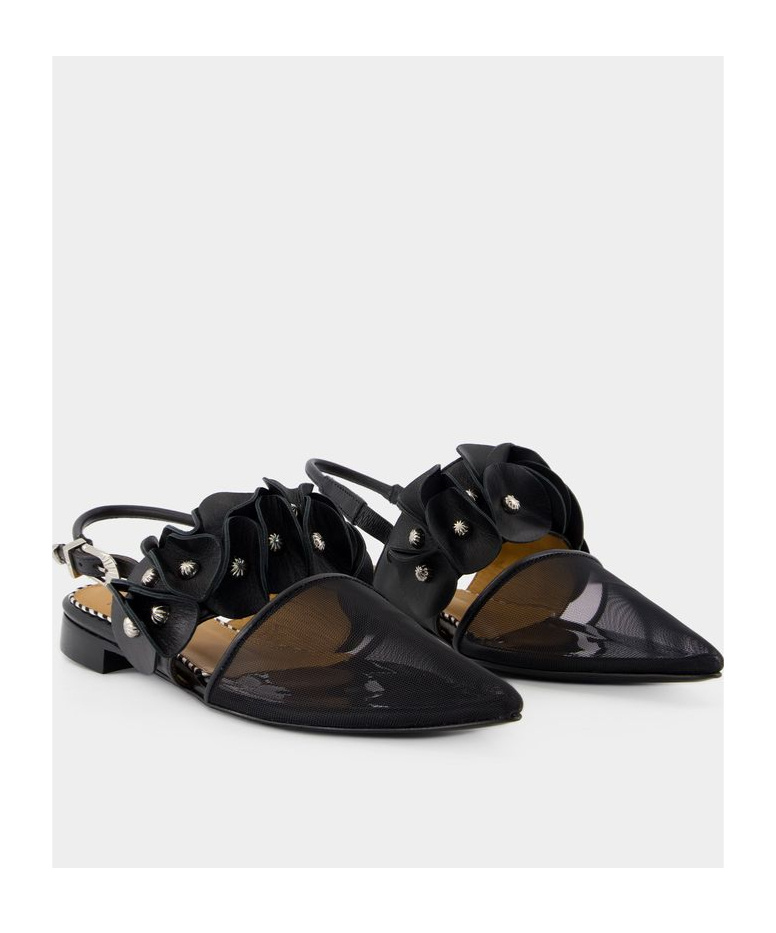 Shop Toga Leather Ballerina Shoes In Black