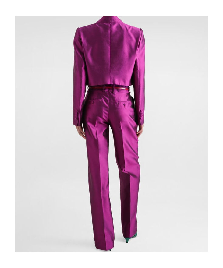 Dolce & Gabbana Pussy-bow Silk-chiffon Blouse In Purple