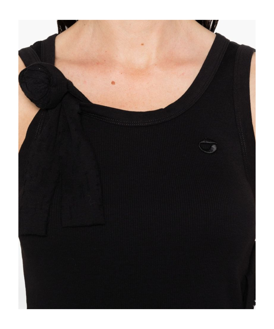 Coperni Black Cotton Top With Front Detail In Black