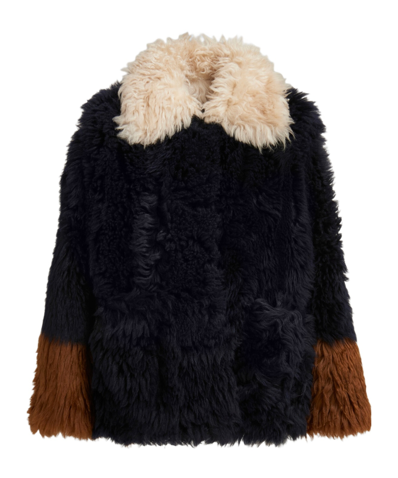 Marni Colour-block Shearling Jacket In Black