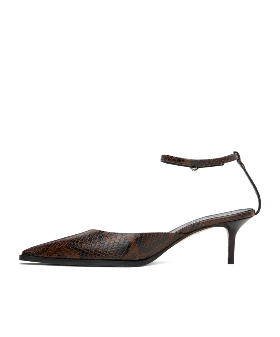 Aeyde Brown Sarina Ankle-strap Heels In Black