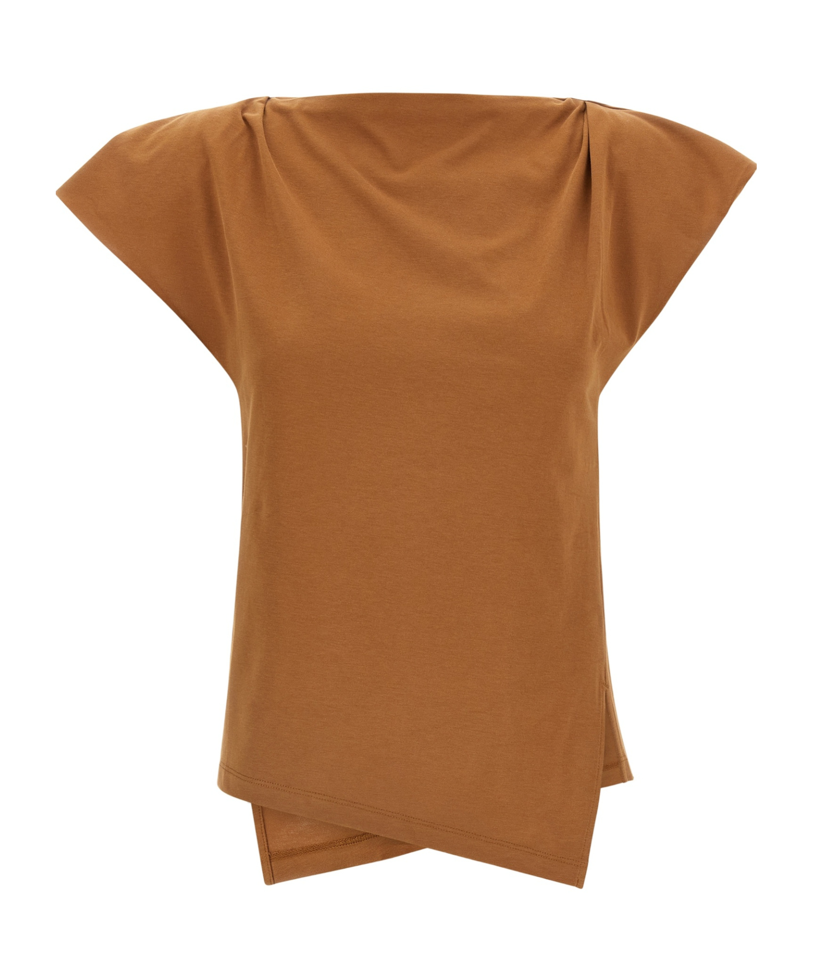 Isabel Marant Sebani Asymmetric Cotton T-shirt In Brown
