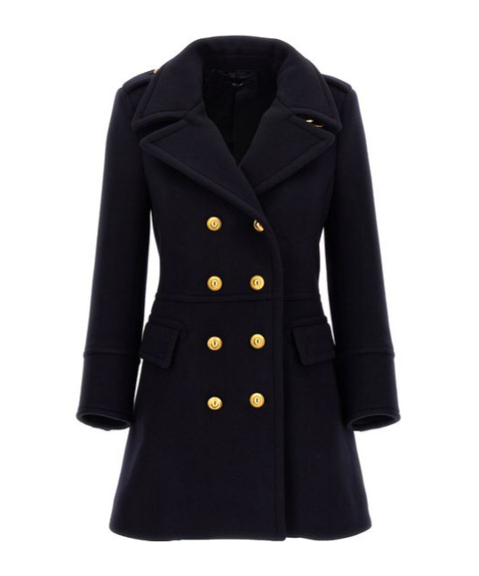 Tom Ford Wool Peacoat In Black