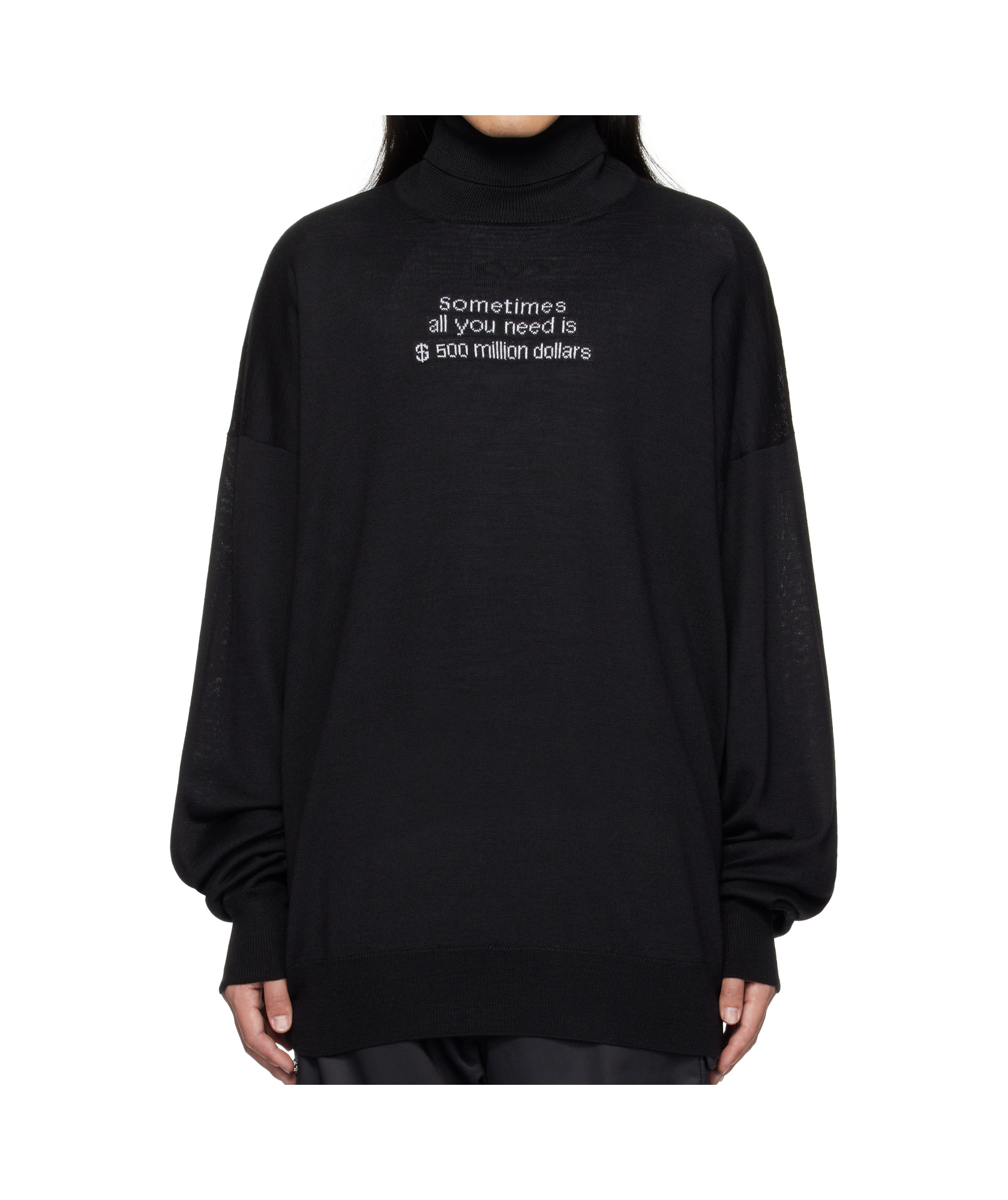 Shop Vetements Turtleneck Long Sleeve Sweater In Black
