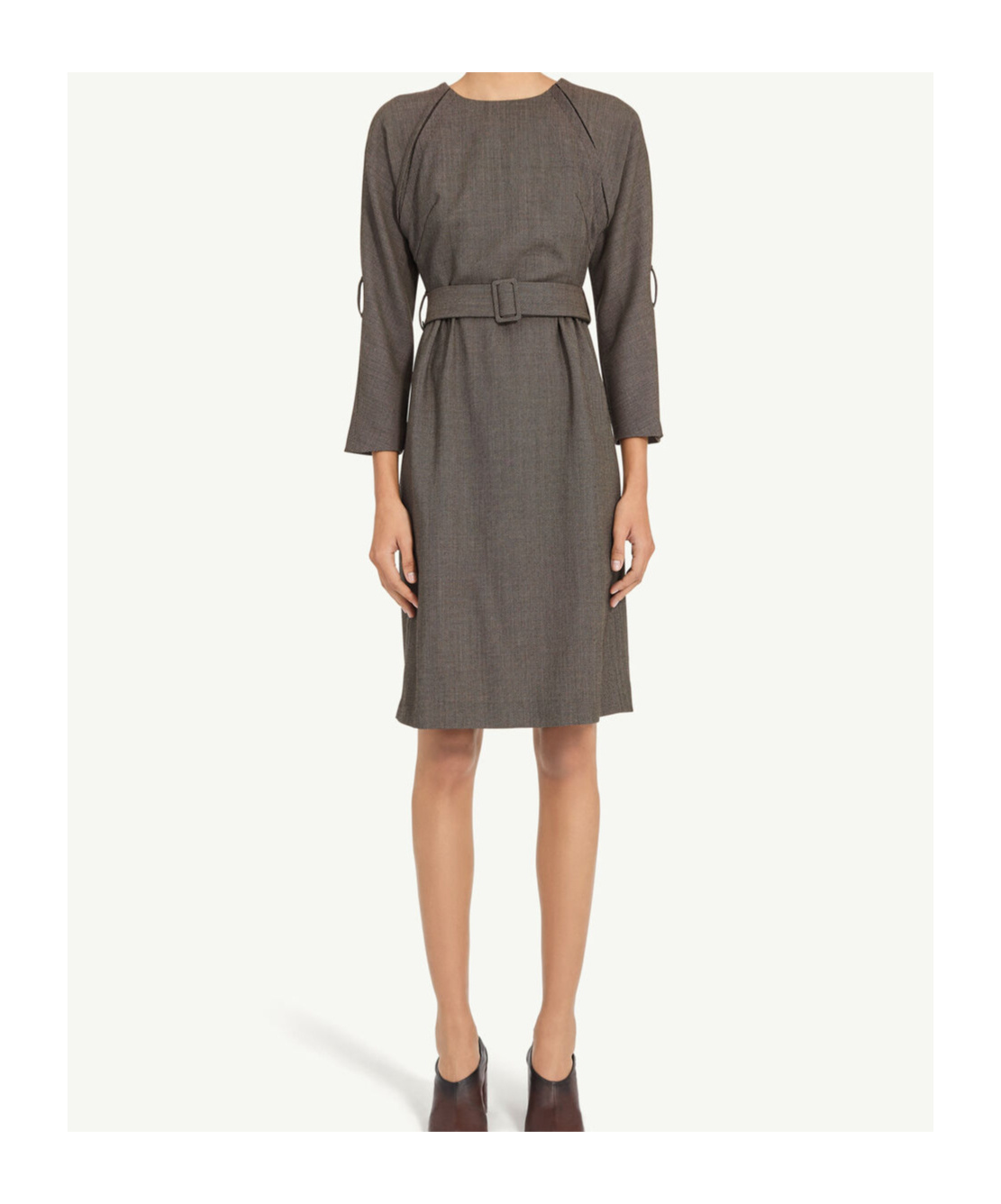 Mm6 Maison Margiela Belted Draped Midi Dress In Brown
