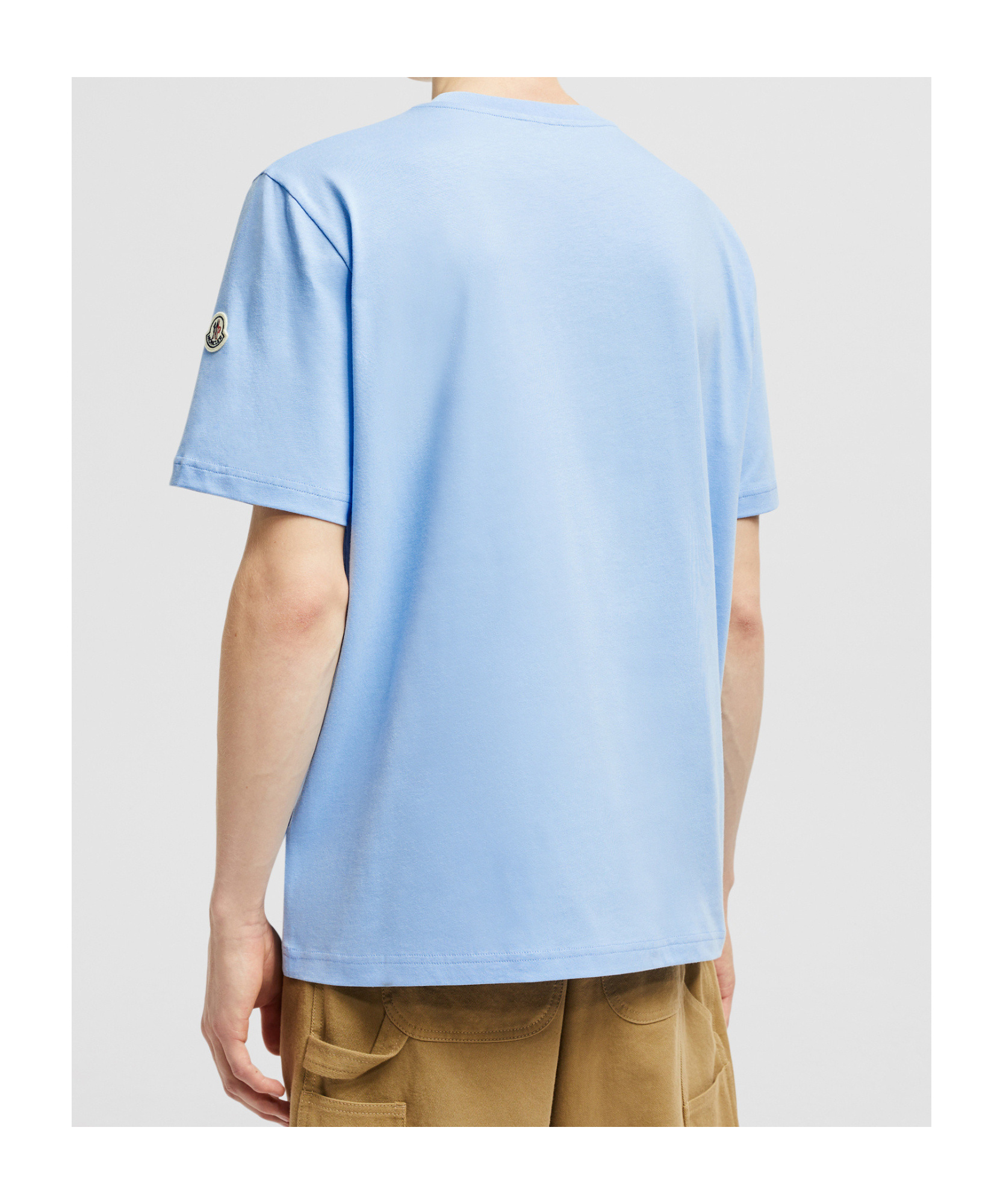 Moncler Logo Embroidered Cotton T-shirt In Blue