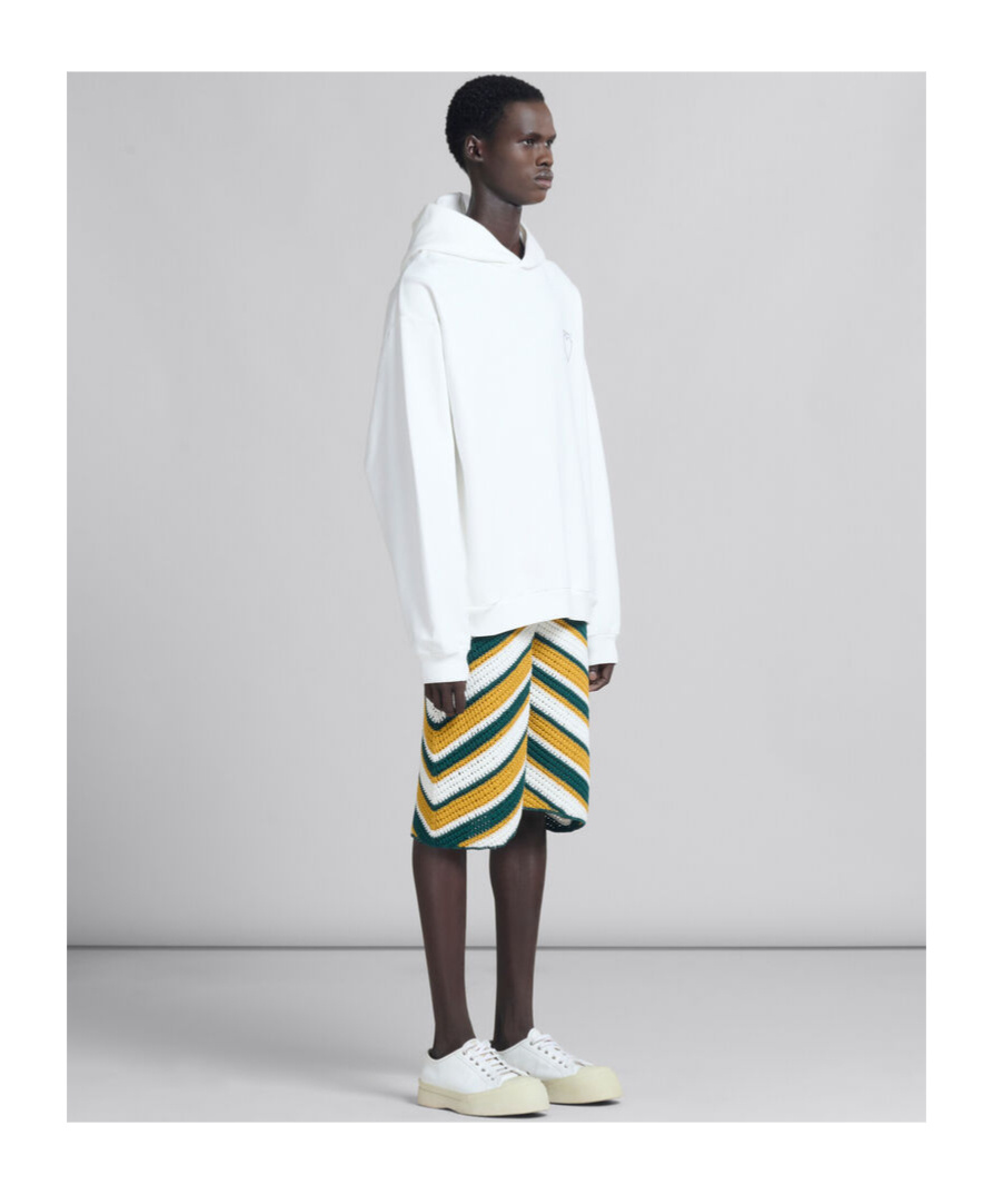 Marni Logo-printed Drop Shoulders Hoodie In White