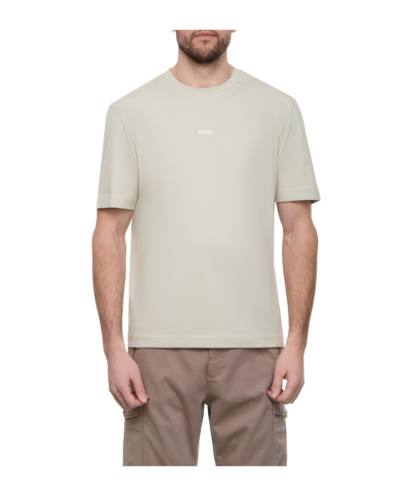 Shop Hugo Boss Raised-logo Cotton T-shirt In White
