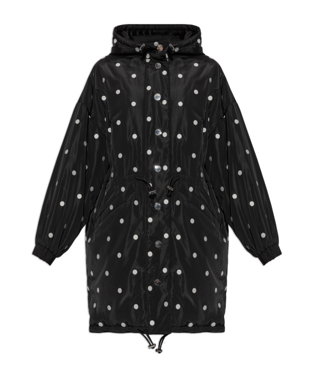 Shop Kate Spade Polka Dot-print Parka Coat In Black