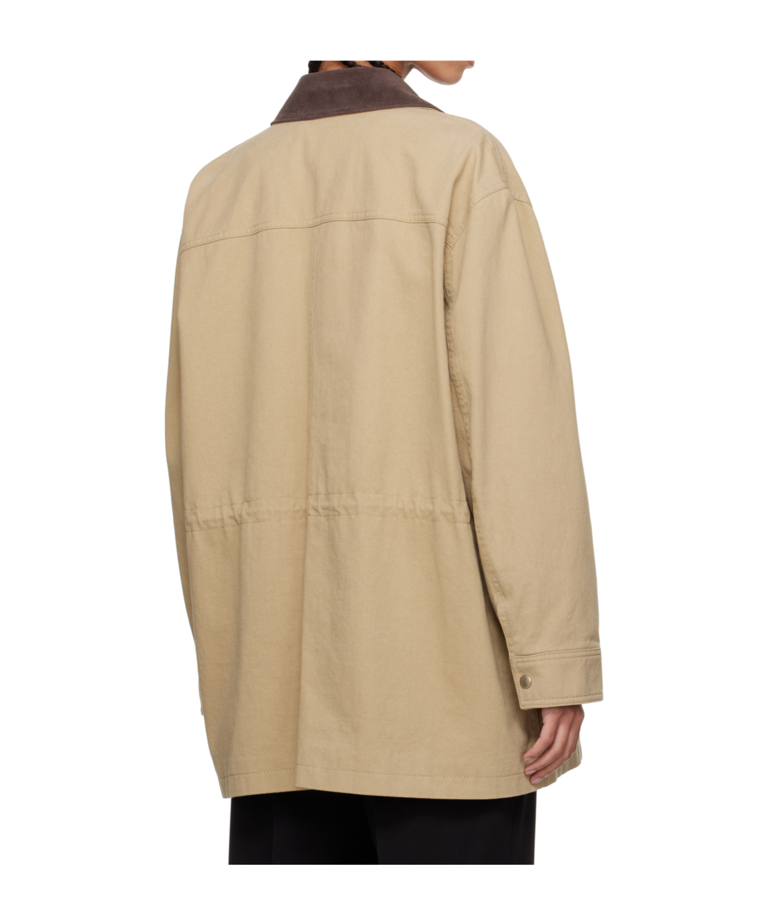 Dunst Beige Jacket With Corduroy Collar And Front Snap Button Closure In Cotton Woman In Brown