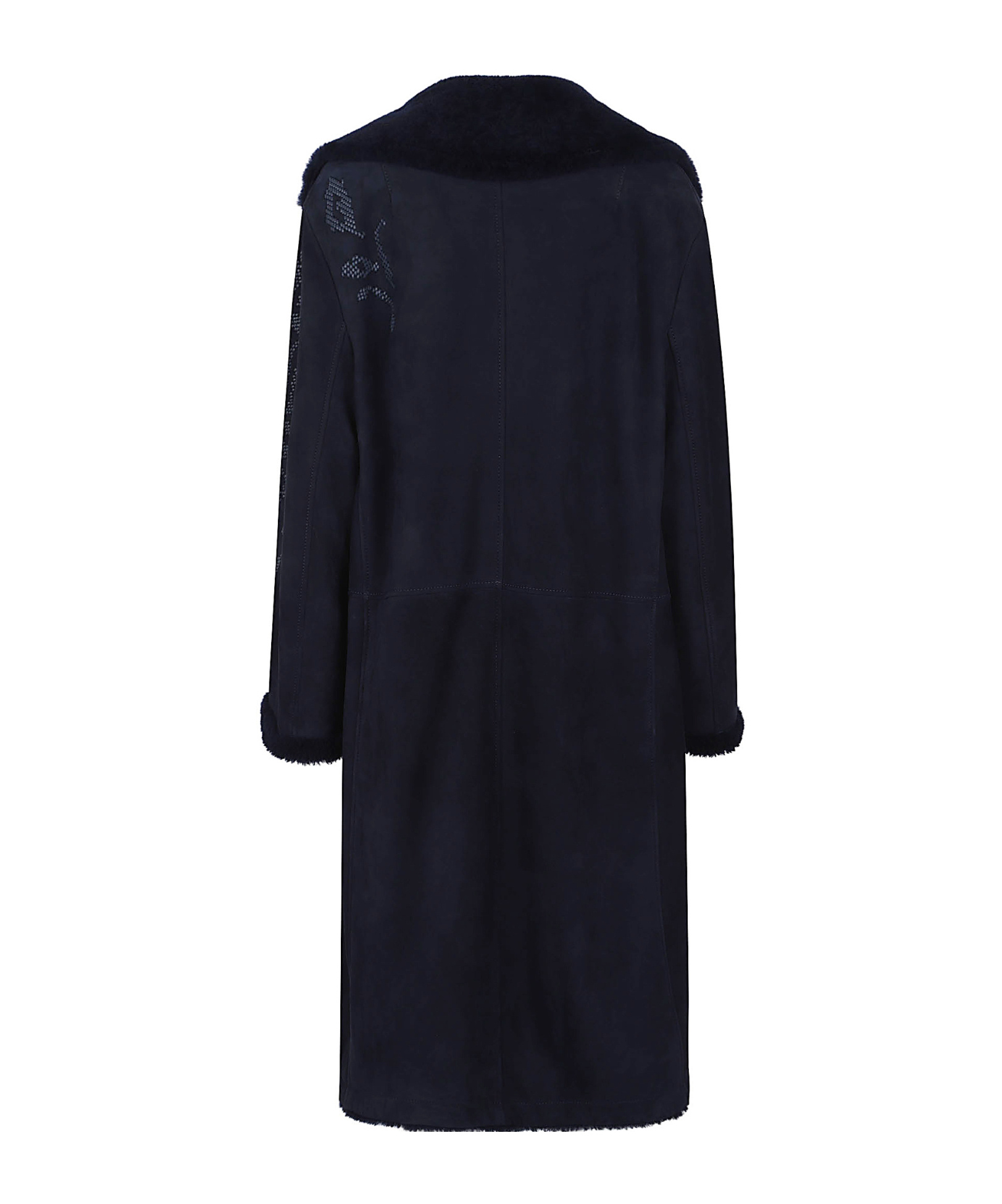 Ermanno Scervino Long Sleeve Suede Sheepskin Coat In Black