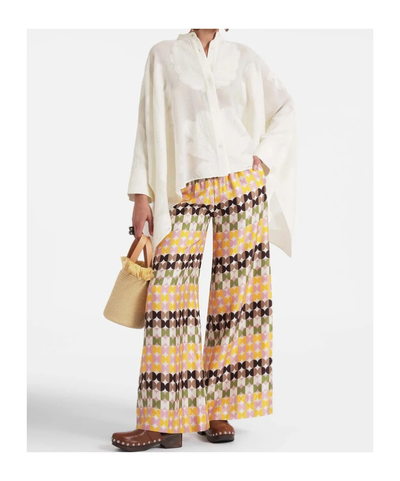 La Doublej Geometric-print Palazzo Trousers In Multi