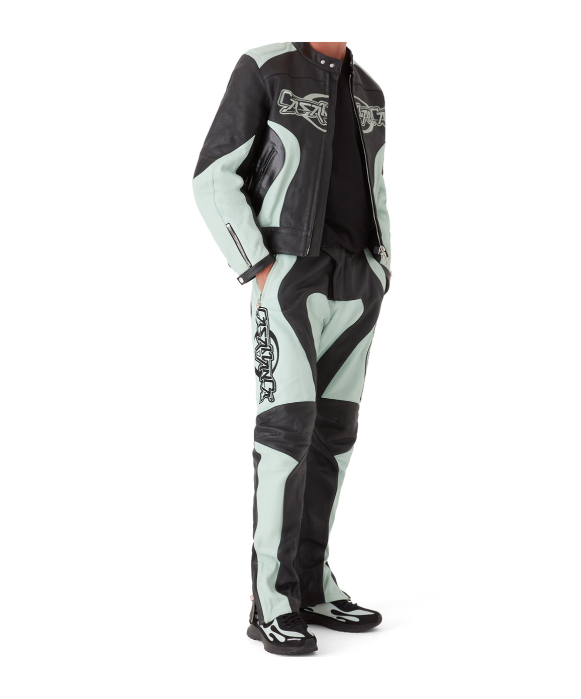 Casablanca Long Sleeve Leather Jacket In Black