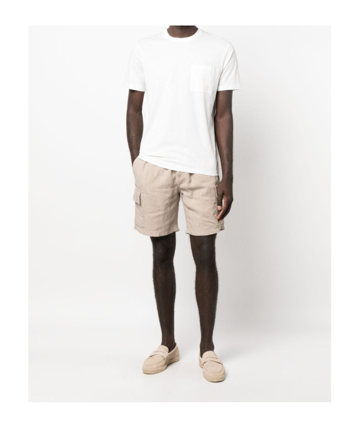 Vilebrequin Beige Drawstring Linen Cargo Shorts In Nude