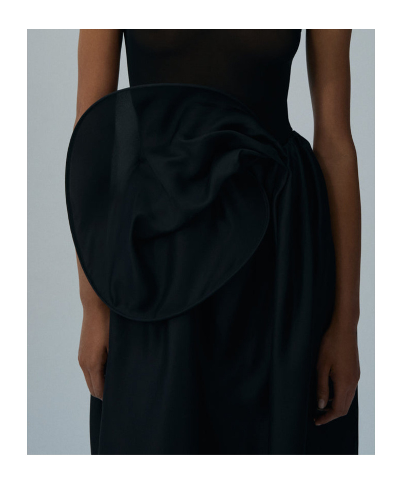 MAGDA BUTRYM FLORAL ORGANZA MIDI SKIRT IN BLACK