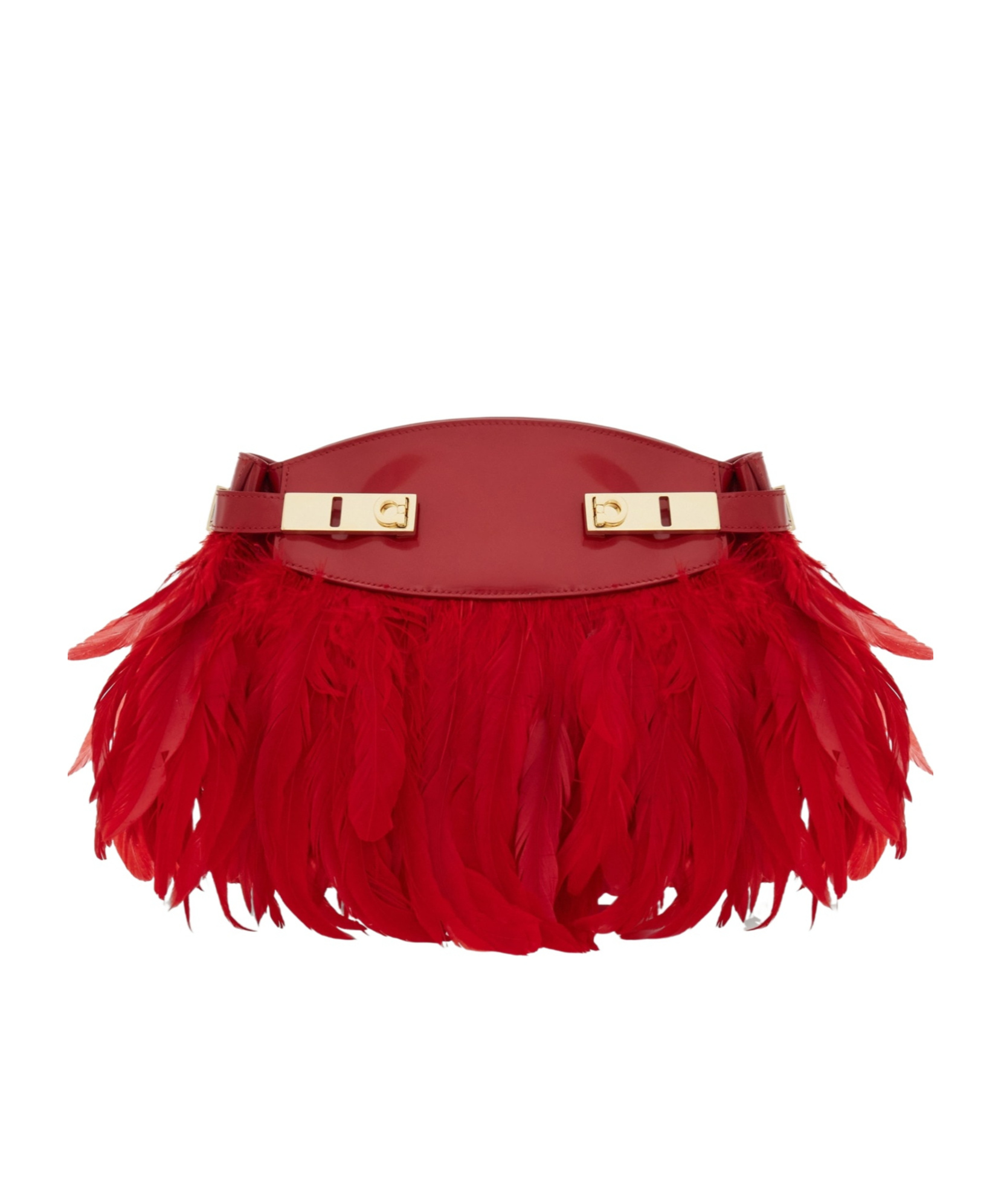 Ferragamo Hug Soft Crossbody Bag With Feathers (xs) In Red