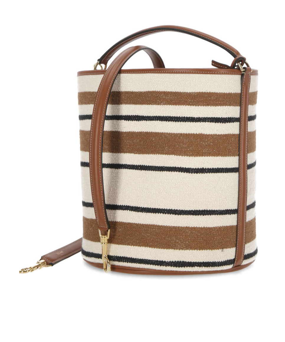Celine Striped Shoulder Bag In Nude