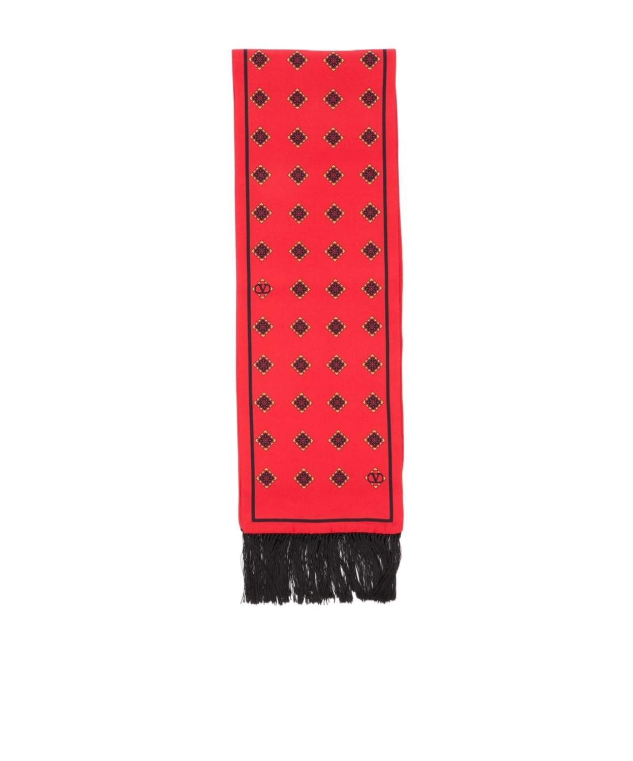 Valentino Geometric-pattern Silk Scarf In Red