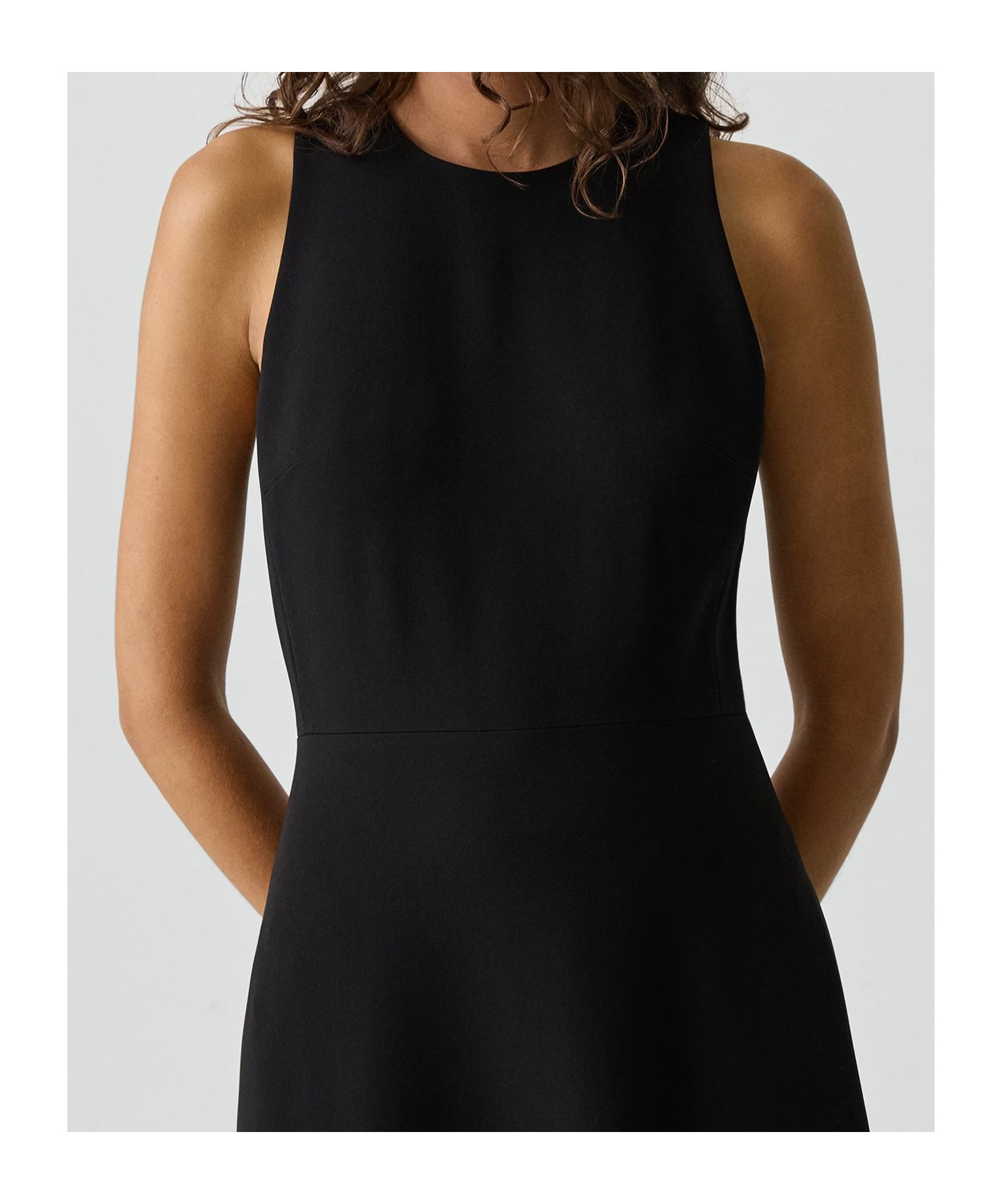 Theory A-line Midi Dress In Admiral Crepe In Black