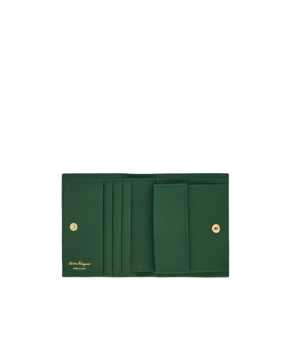 Ferragamo Gancini Compact Leather Wallet In Green