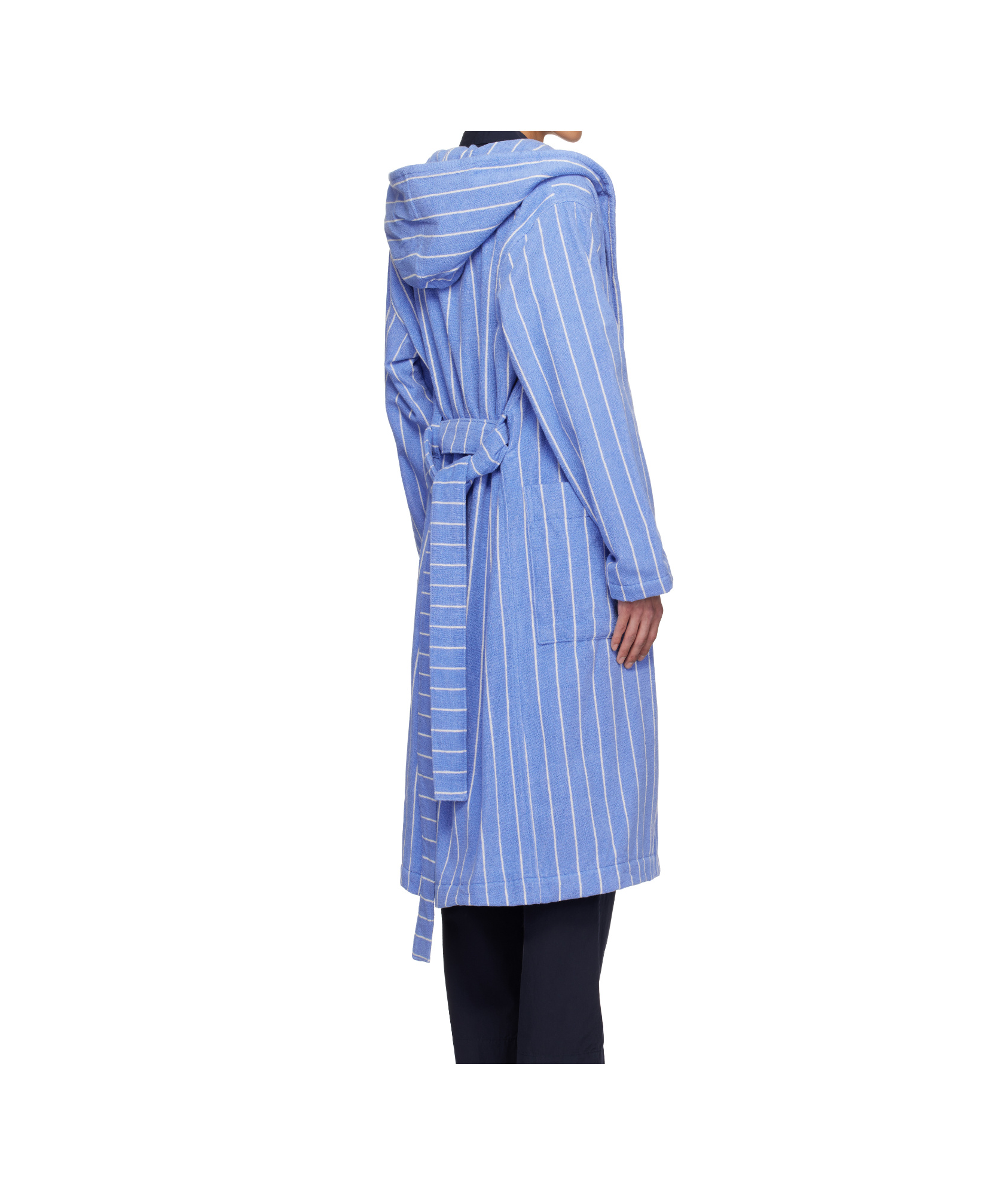 Tekla Terry Hooded Bathrobe In Blue
