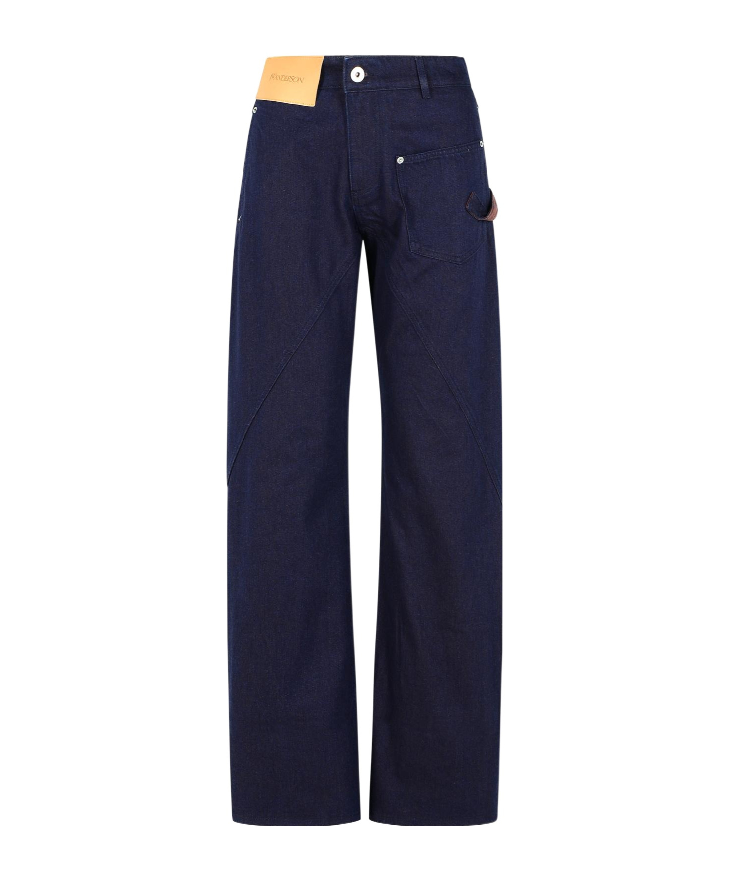 Jw Anderson Workwear Cotton Pants With Blue Twisted Leg In Blue