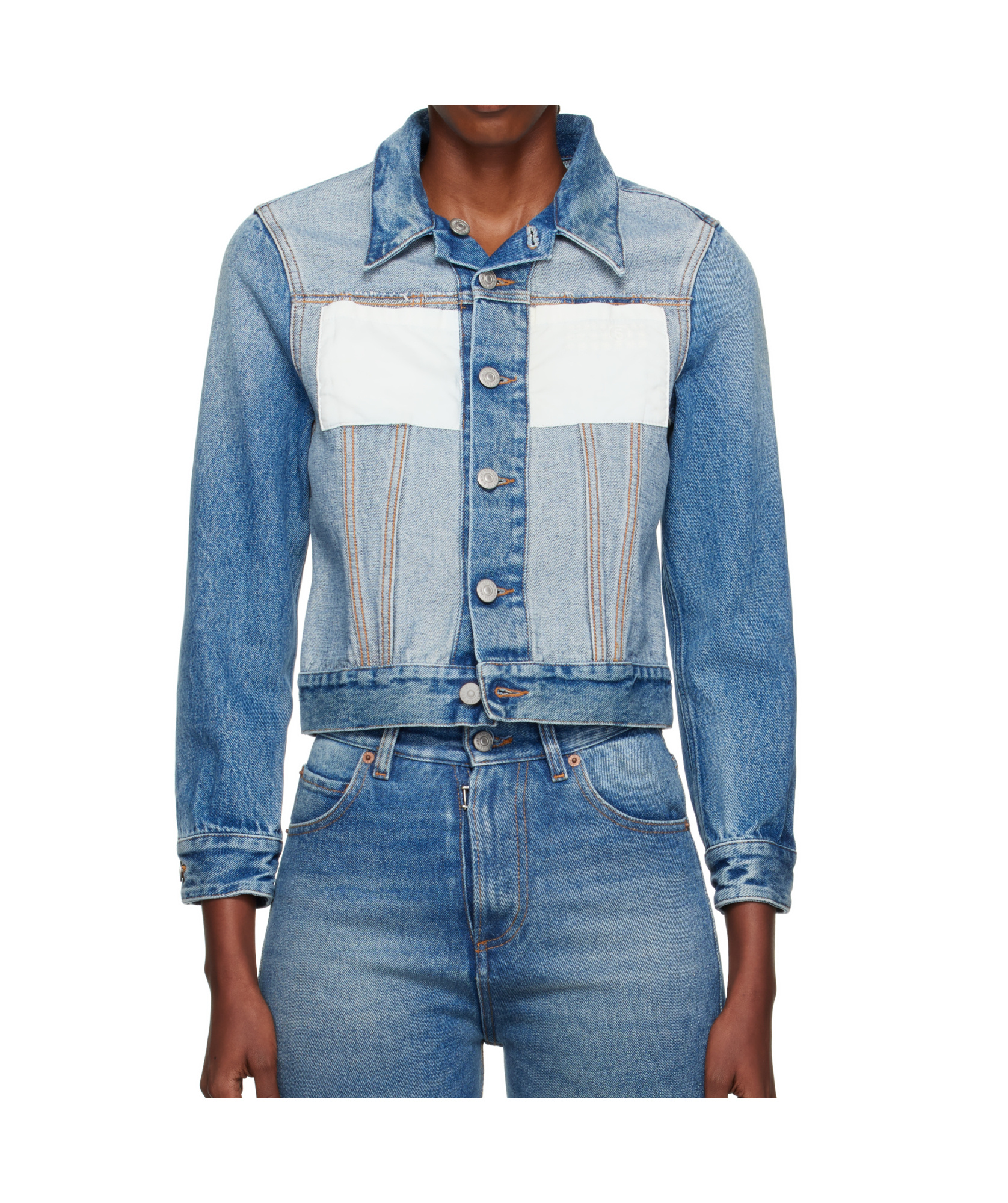 Mm6 Maison Margiela Casual Jacket With Long Sleeves And Contrast Panels In Multi