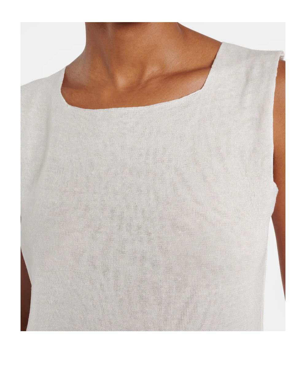 The Row Jaylen Linen Sleeveless Tunic Top In White