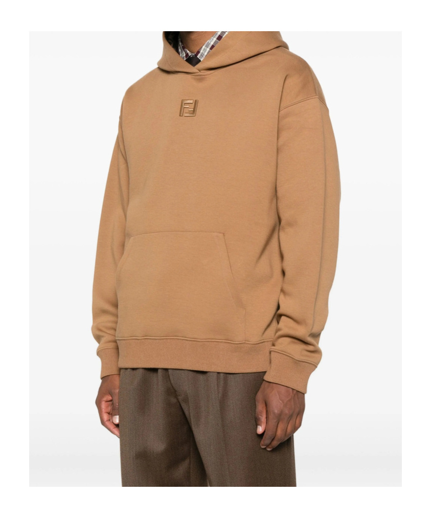 Fendi Cotton Hoodie With Ff Lining Clothing In Brown
