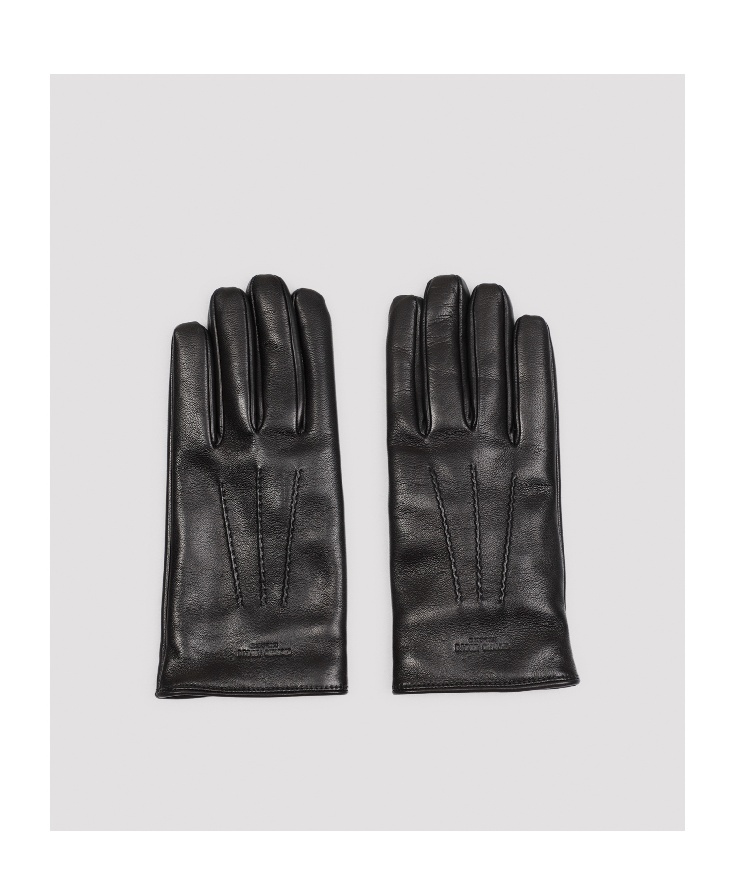 Giorgio Armani Logo-stamped Leather Gloves In Black