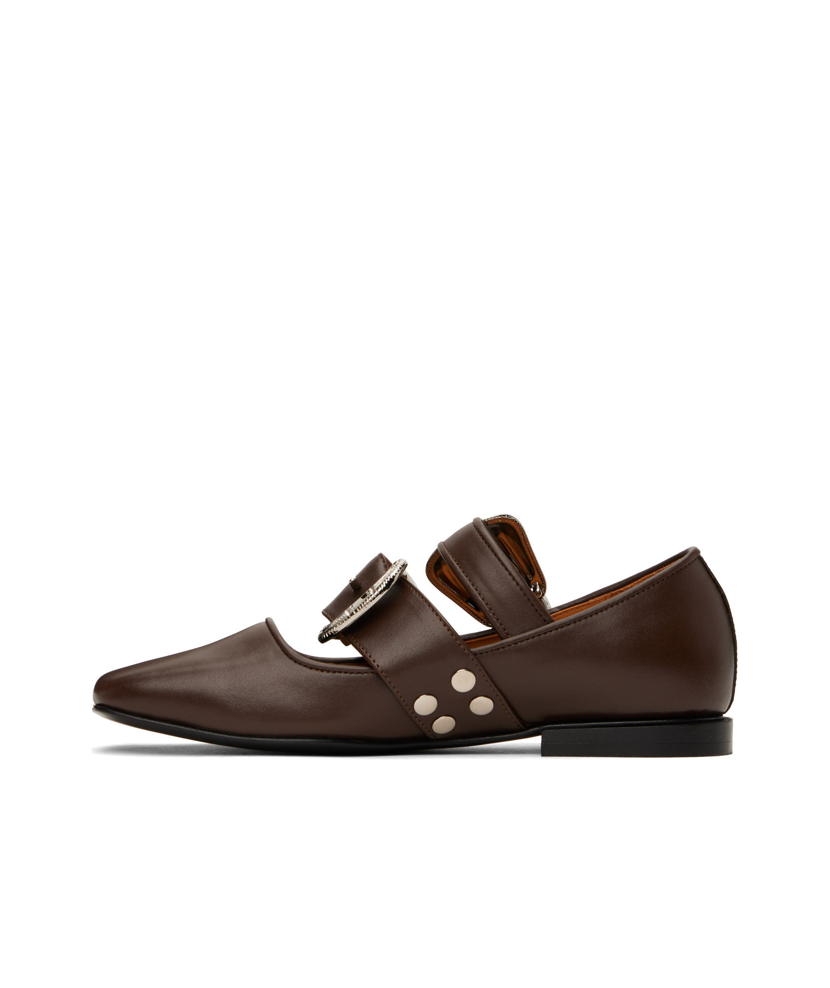 Toga Square Toe Ballet Flats In Brown
