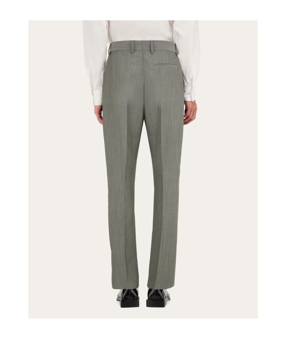 Ferragamo Flat Front Tailored Trouser In Gray