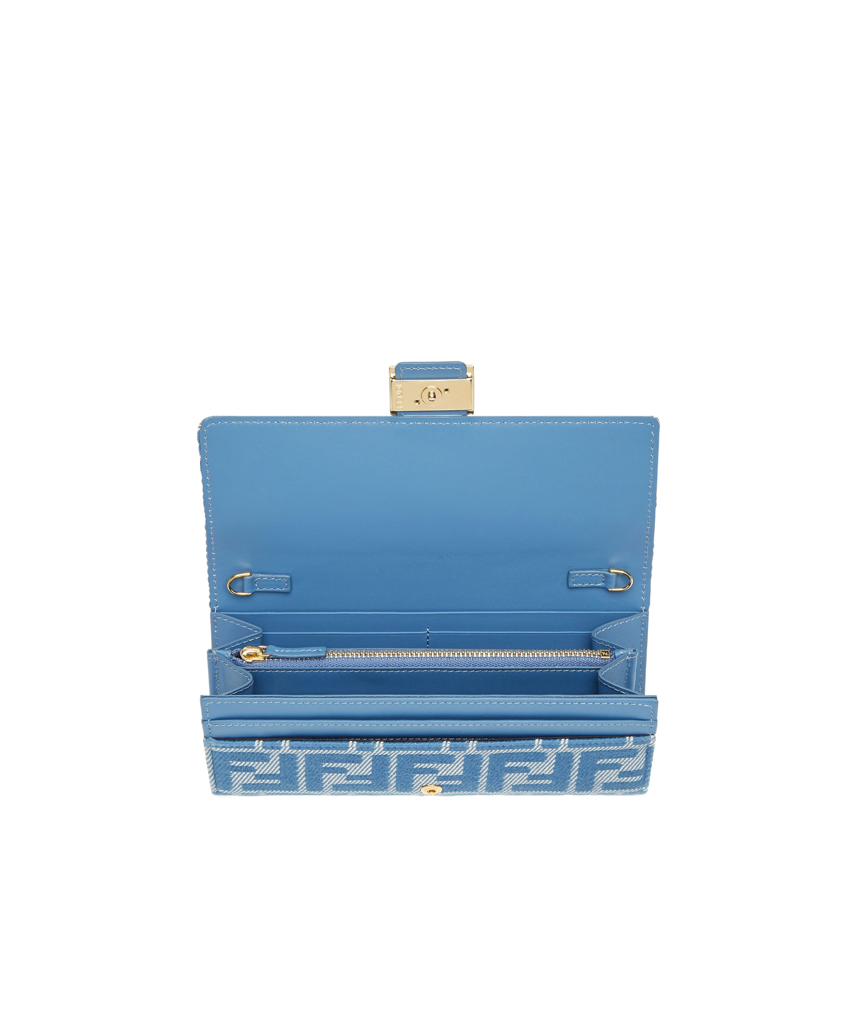 Fendi Baguette Continental With Chain In Blue