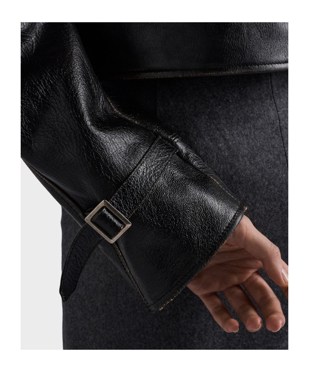 Prada Womens Black Panelled Leather And Shearling Jacket In Black