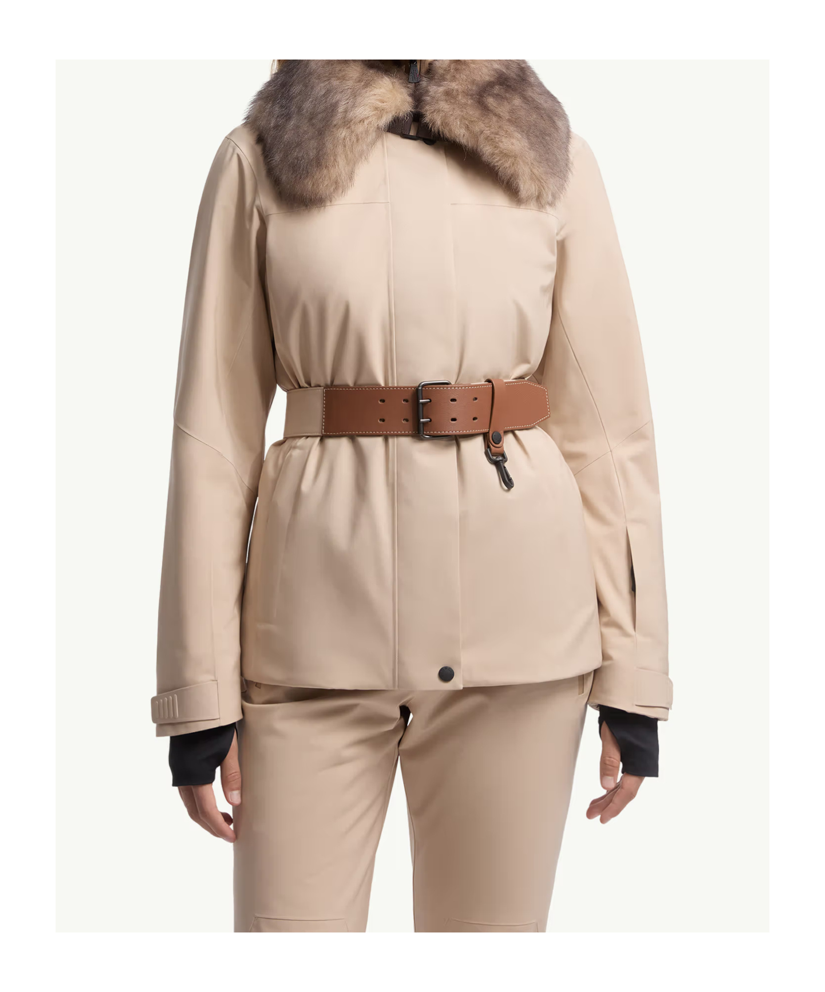 Moncler Vizelles Shearling-trimmed Ski Jacket In Neutral
