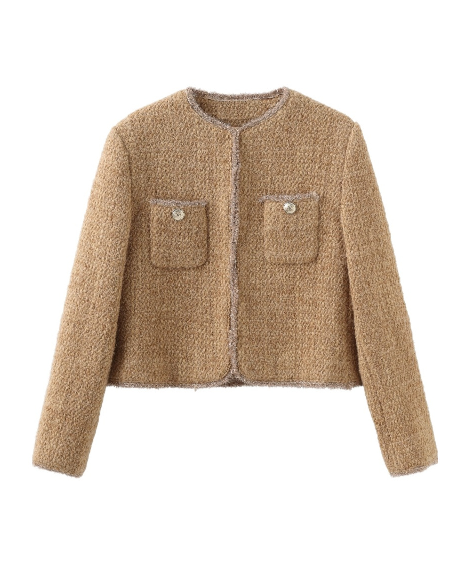 Marissa Chiara Long-sleeved Casual Jacket In Brown