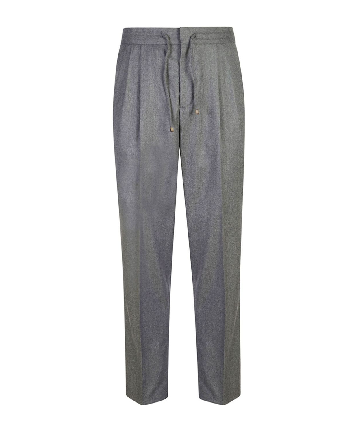 Brunello Cucinelli Pleated Drawstring Trousers In Gray