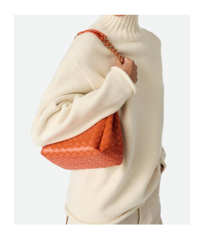 Bottega Veneta Small Parachute Leather Shoulder Bag In Orange