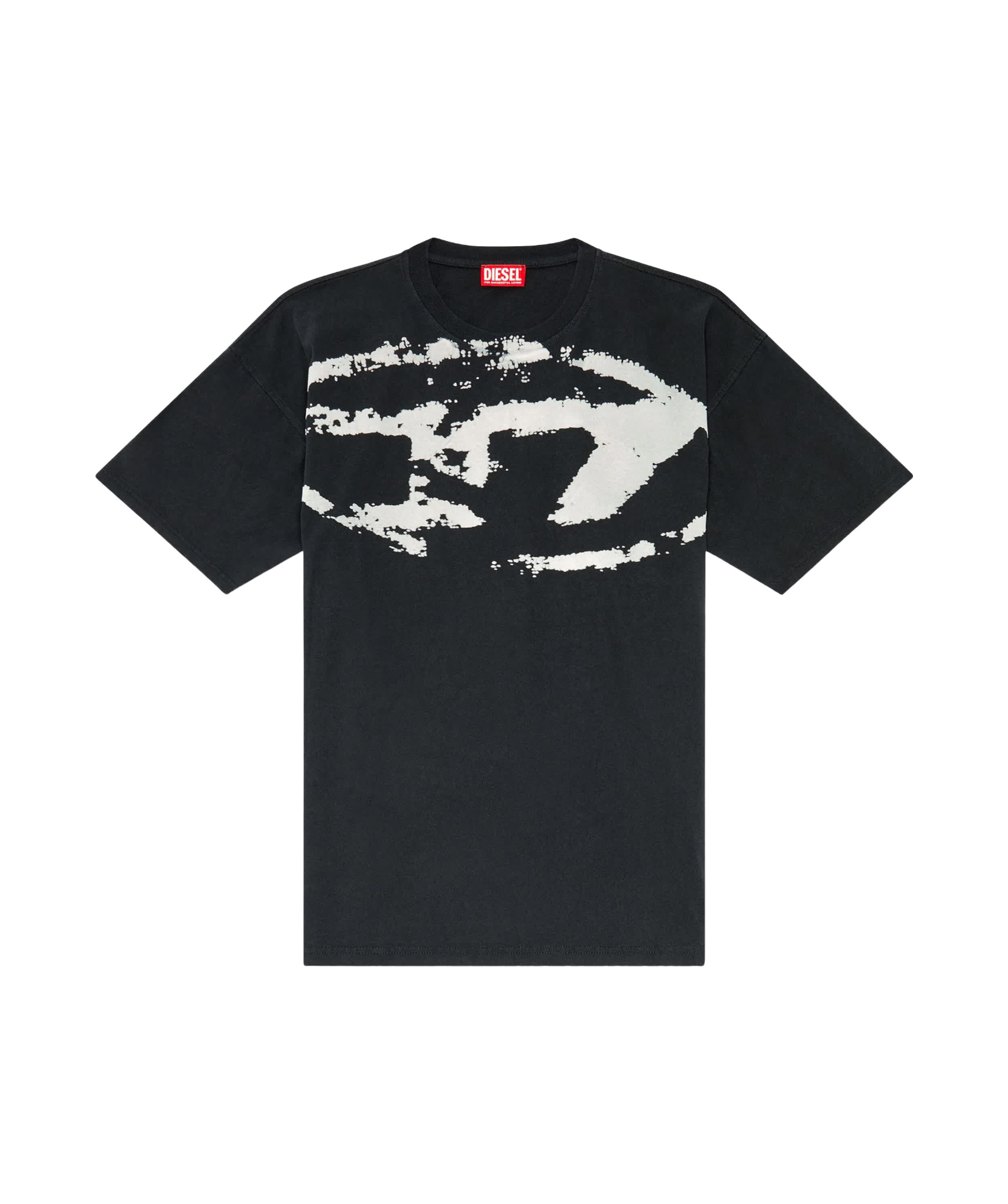Diesel T-boxt-n14 T-shirt With Flocked Logo In Black