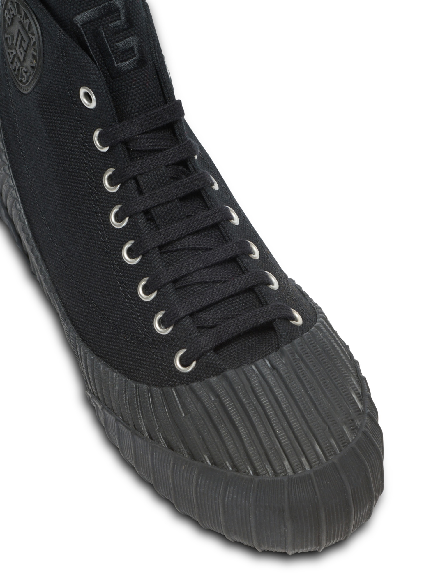 Balmain Riff Low Canvas Sneakers In Black