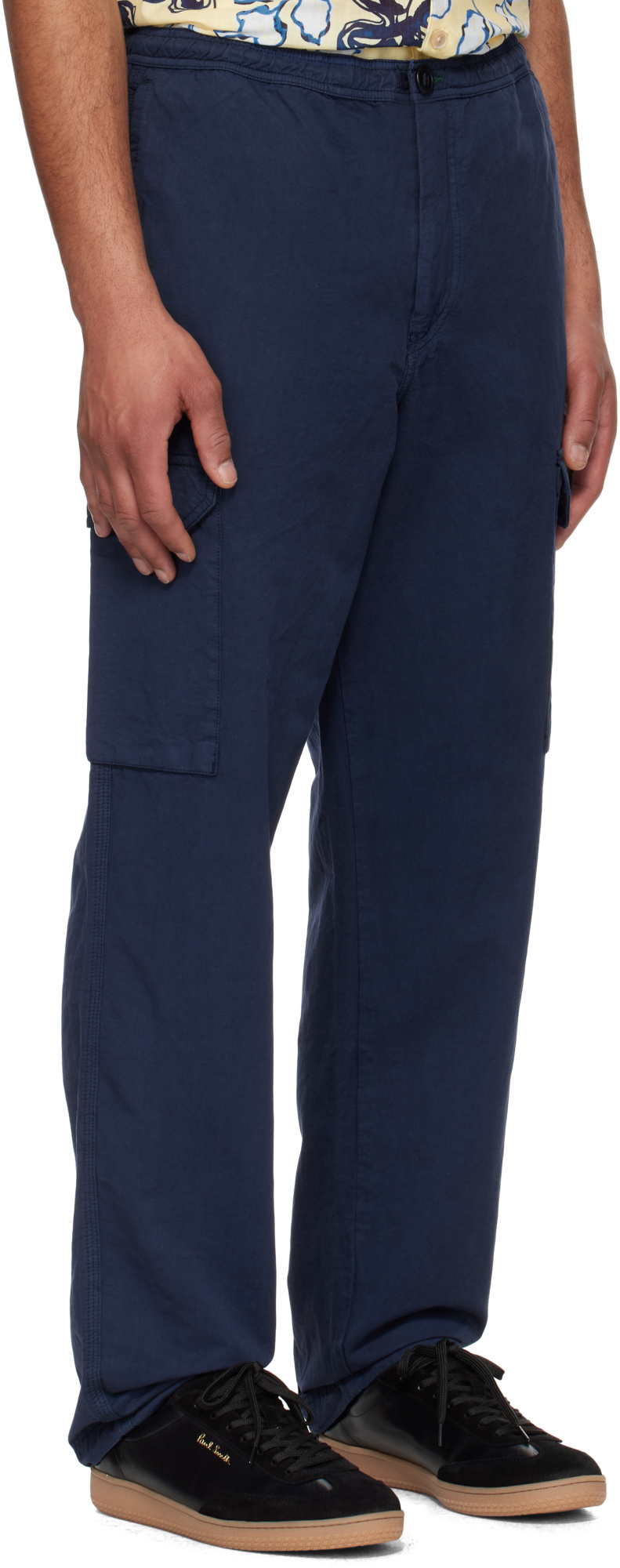 Paul Smith Cotton-linen Cargo Pants In Blue