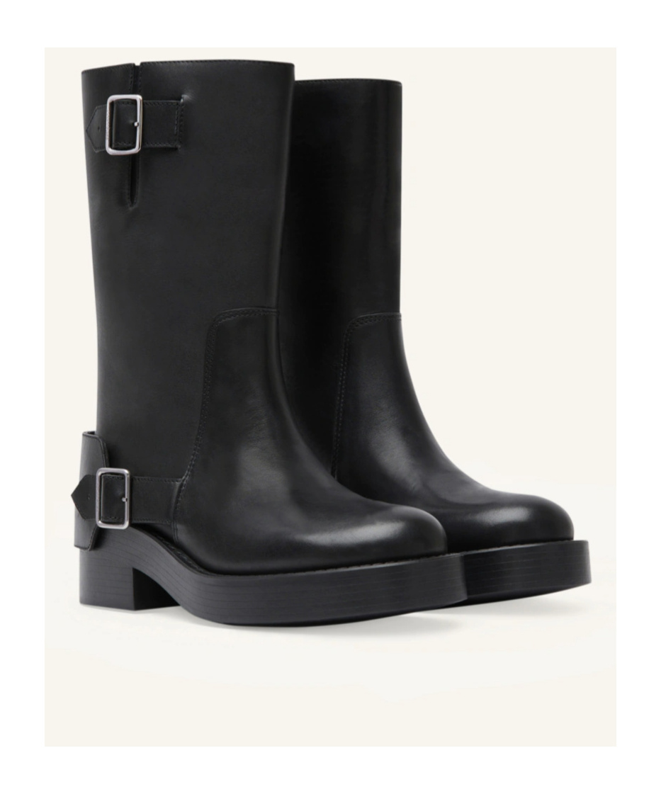 Shop Courrèges Americana Leather Boots In Black