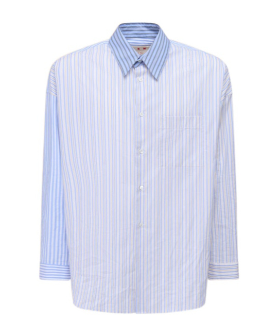 Marni Oversized Striped Men's Shirt In Blue