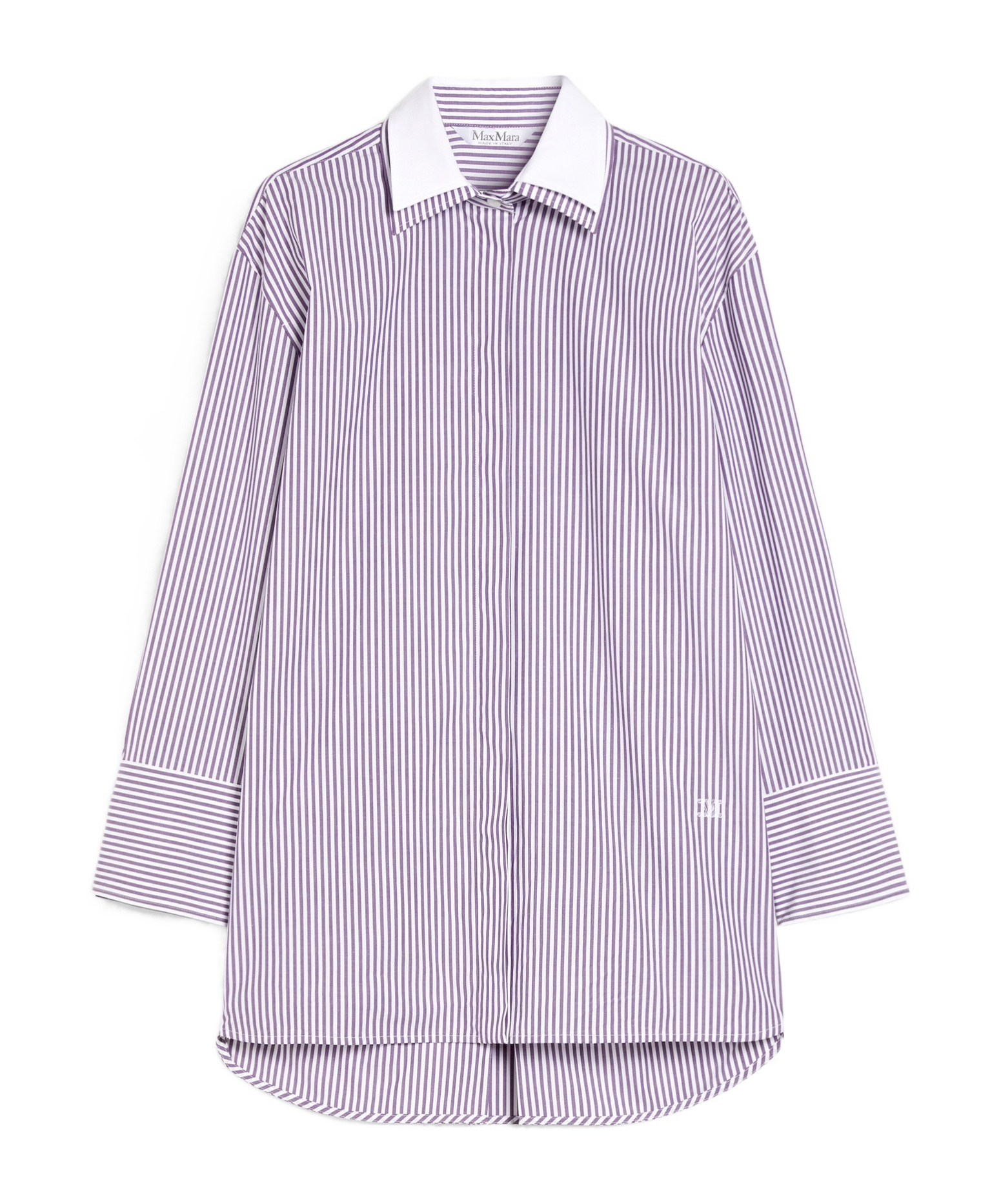 Max Mara Tubinga Stripe Stretch Cotton Button-up Shirt In Purple