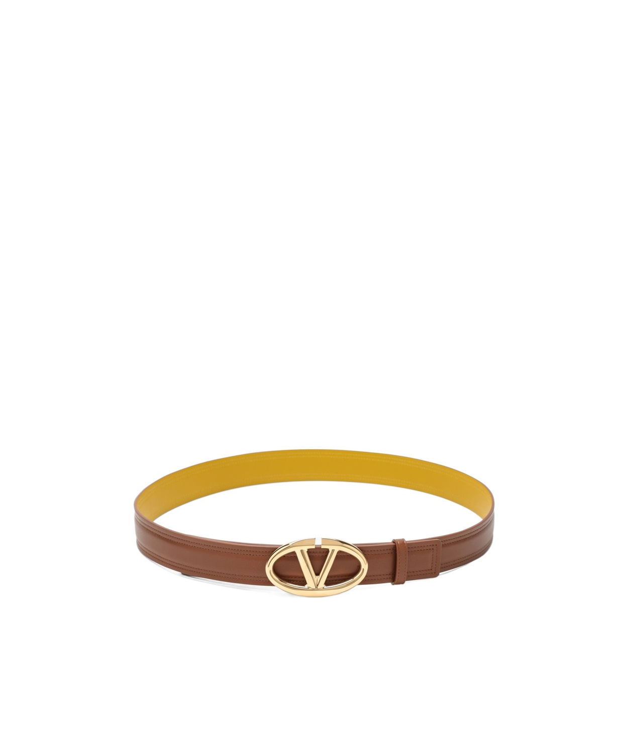 Valentino Vlogo Signature-buckle Leather Belt In Brown